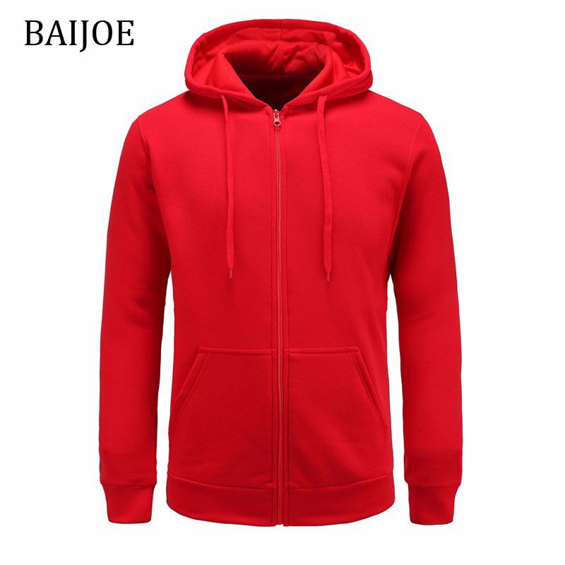 Compra Baijoe A Estrenar Hombres Con Capucha Sudaderas Sudaderas De Color  Sólido Tendencia Casual Fleece Cotton Cremallera Abrigo Negro Rojo / Gris  Con Capucha Barato | Entrega Rápida Y Calidad | Es.Dhgate