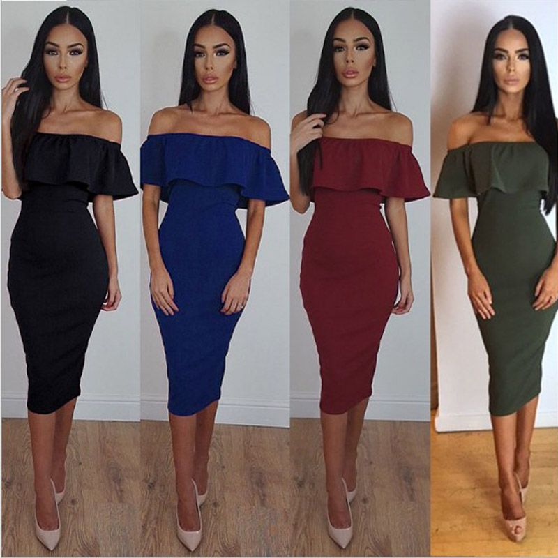 bodycon midi dress off shoulder
