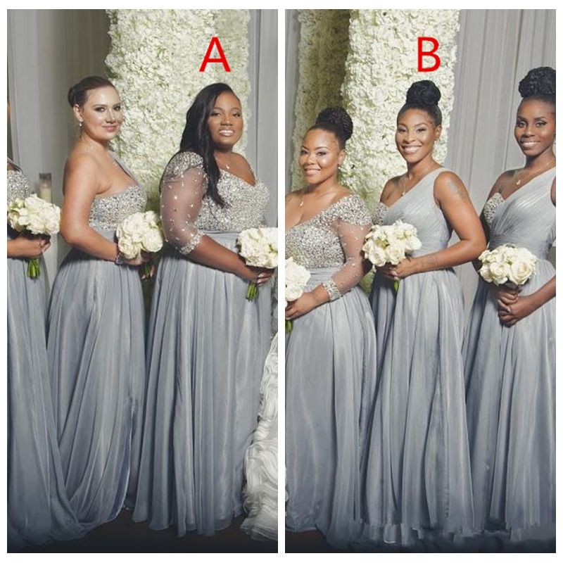 black silver bridesmaid dresses