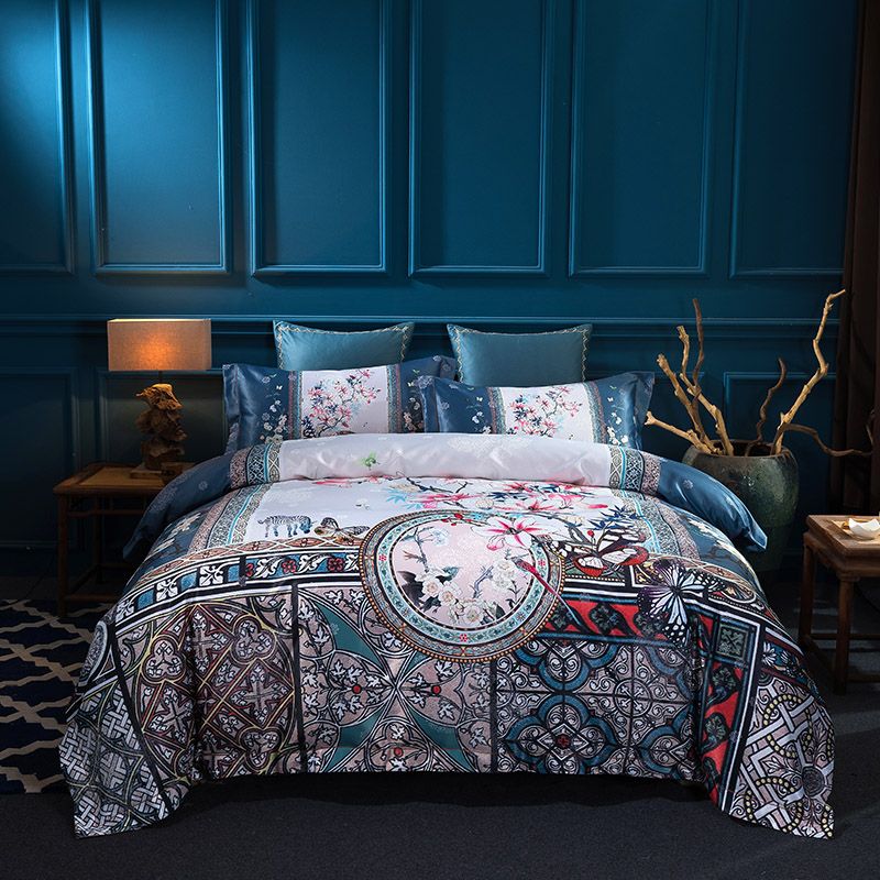 Luxury Silk Egypt Cotton Brocade Chinese Classic Bedding Set