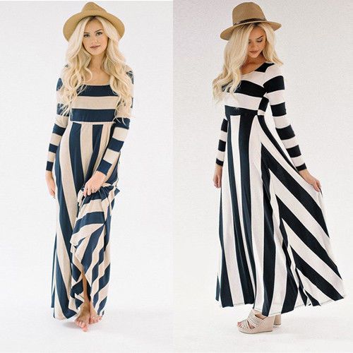 striped long maxi dress