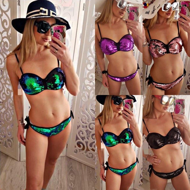push up sequin bikini