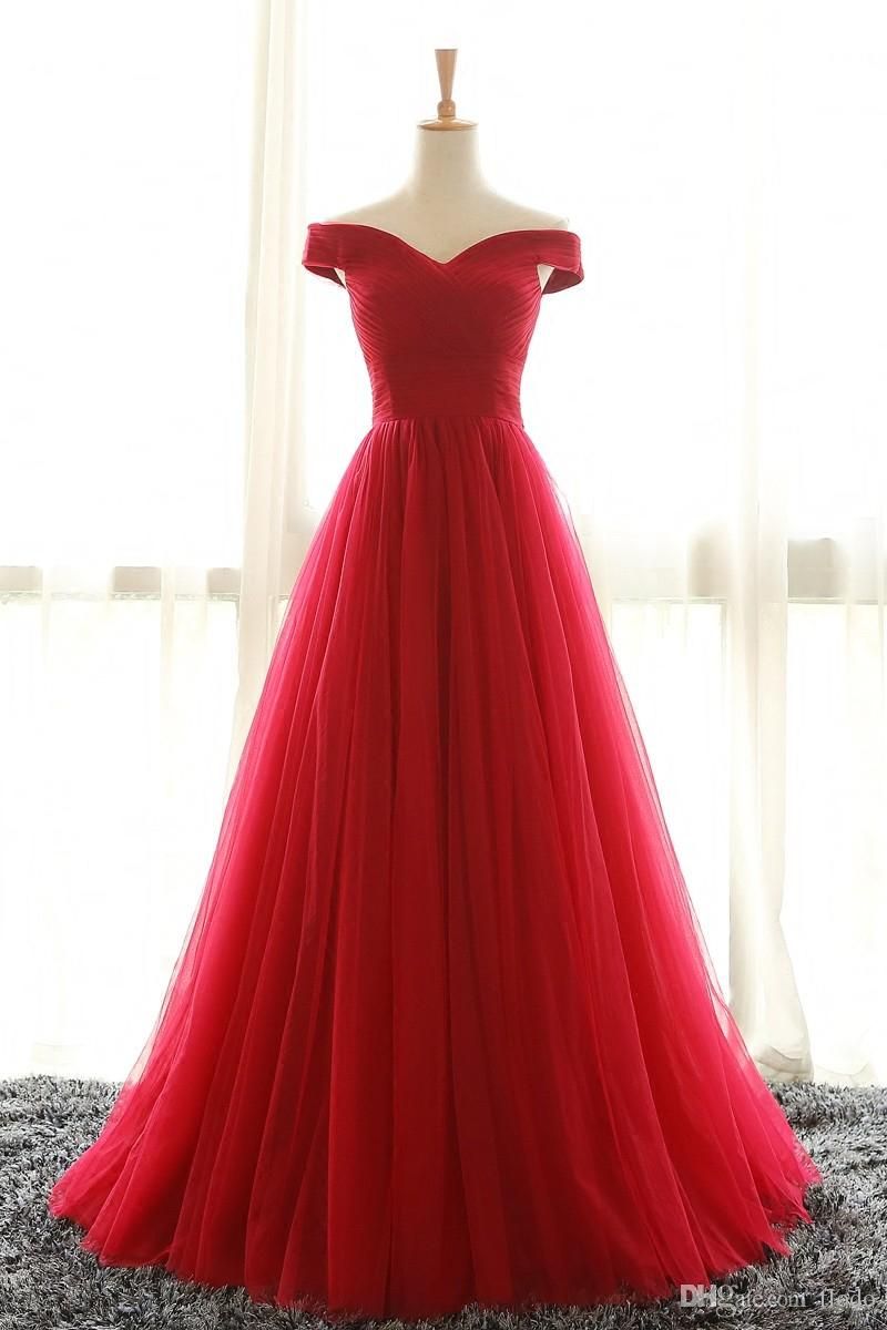 Abiti Da Sera Di Promenade Di Tulle Rosso Di Promenade Del Vestito Da  Partito Di Promenade Arricciati Del Corsetto Del Treno Di Piega Giù Dalla  Spalla Da 114,36 € | DHgate Italy