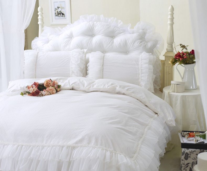 Wedding Bedding Sets Cotton Duvet Cover, Battenburg Lace Duvet Cover King