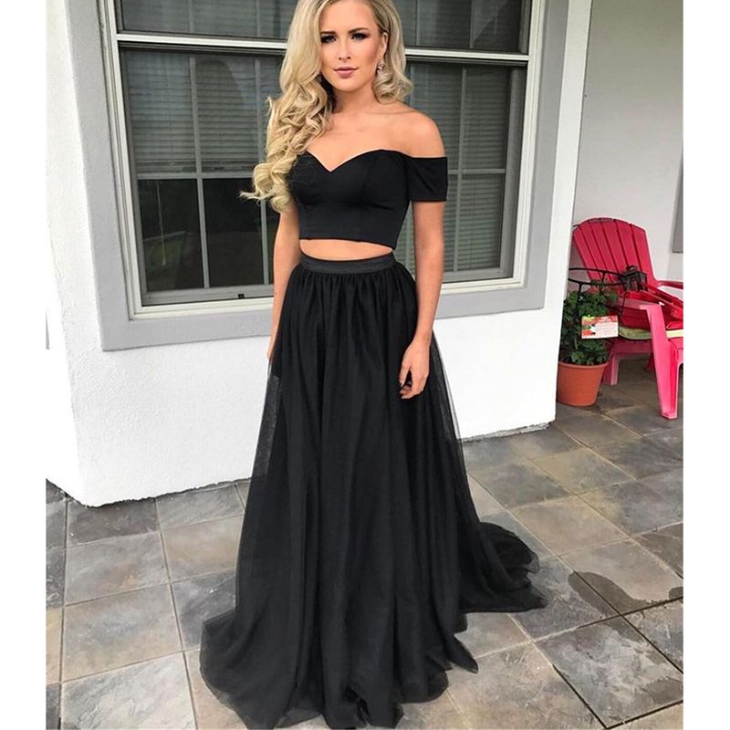 2 piece long prom dresses 2019