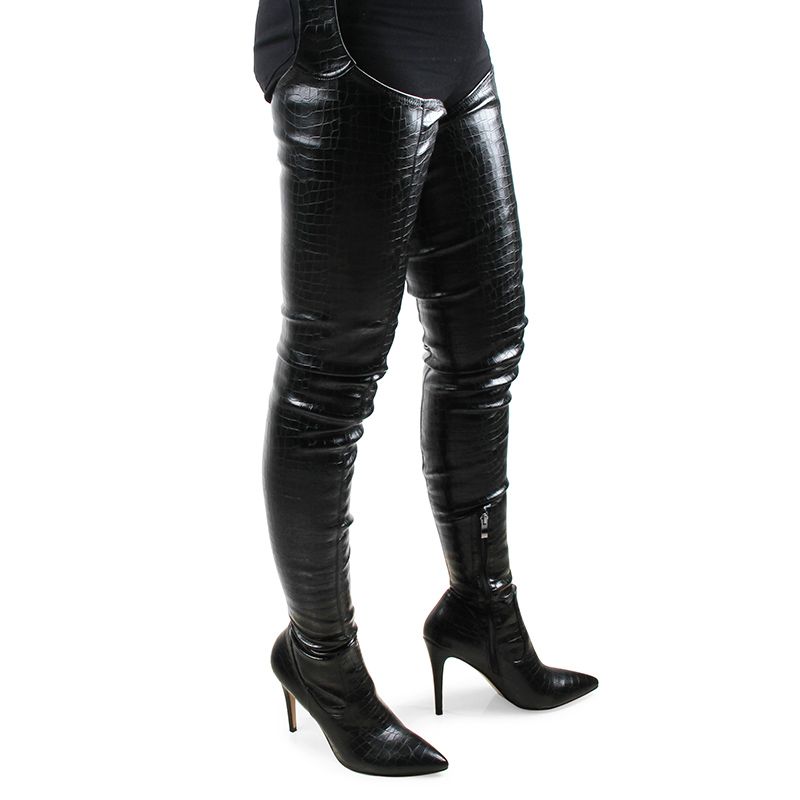 thigh high pu boots