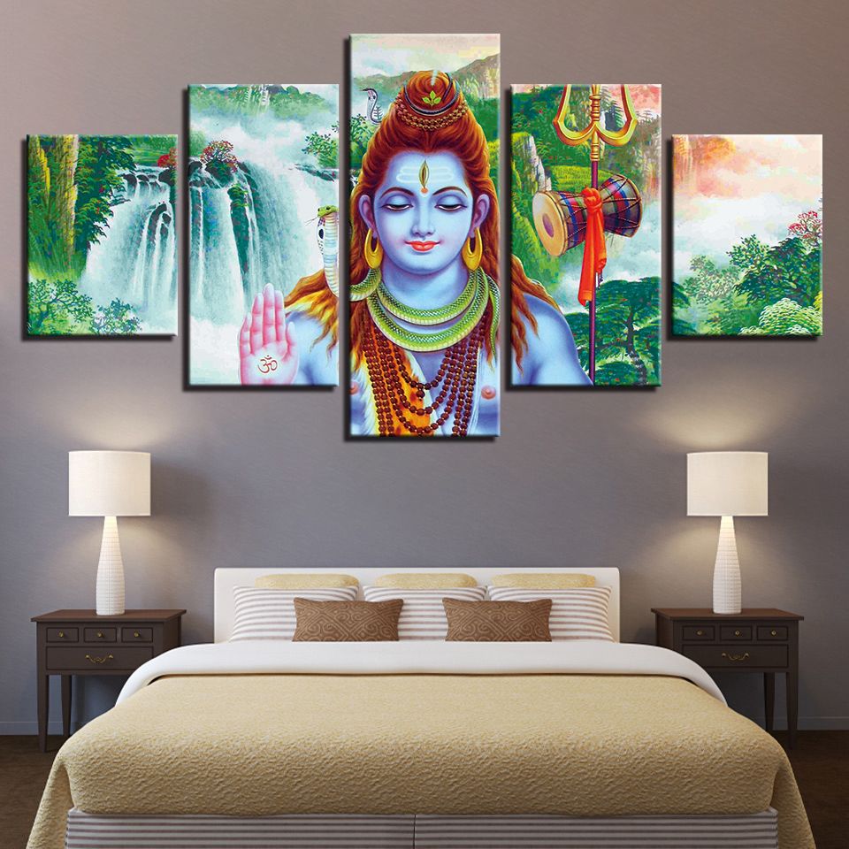 2021 Canvas Paintings Living Room Decor Wall Art India God Shiva Poster HD Prints Abstract Waterfall Scenery Pictures Painting From Weichenart