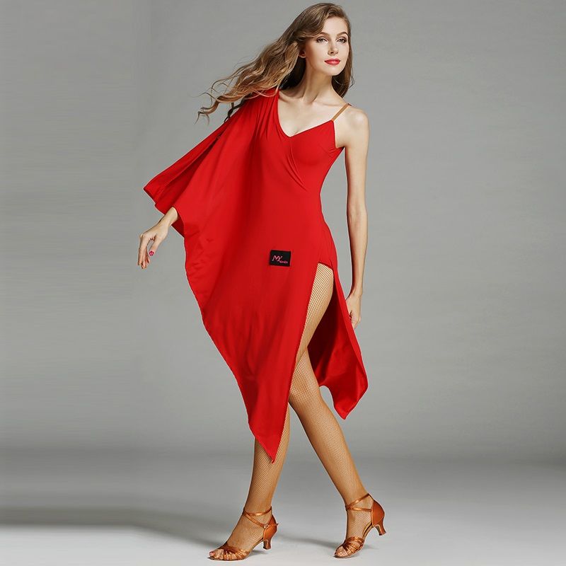red latin dance dress