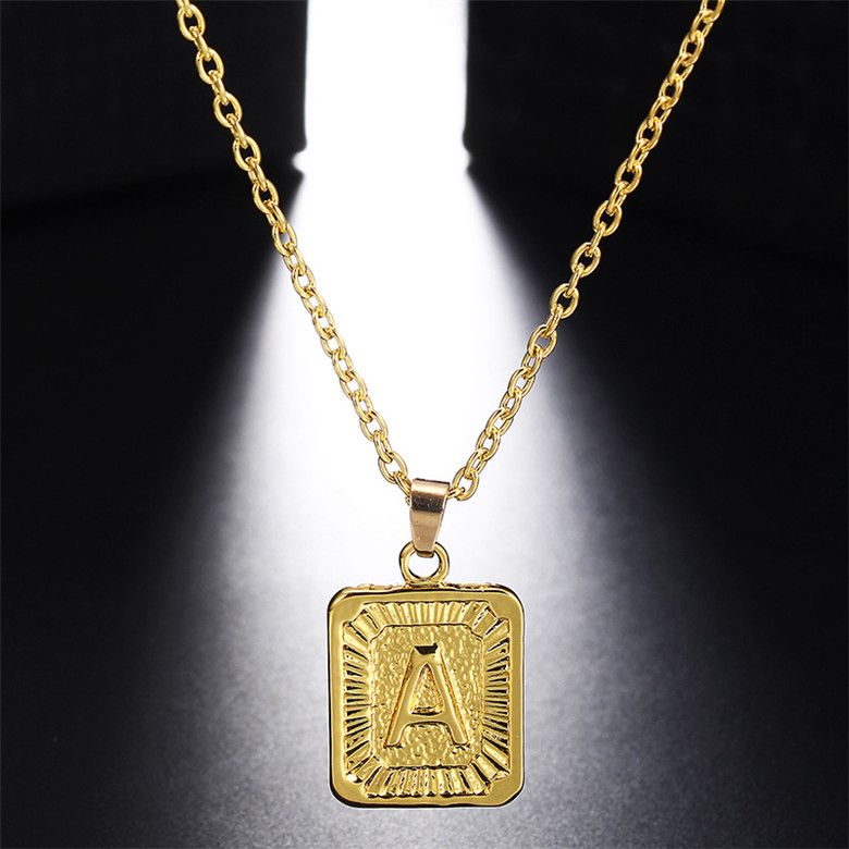 Whole Hip Hop Jewelry Stainless Steel Carve 26 Alphabet Letter Square Pendant Necklace Gold Plated Men Big Brand Ruby - Square Pendant Necklace Gold Whole Hip Hop Jewelry Stainless Steel Carve 26 Alphabet Letter Square Pendant Necklace Gold Plated Men Big Brand Ruby - Square Pendant Necklace Gold
