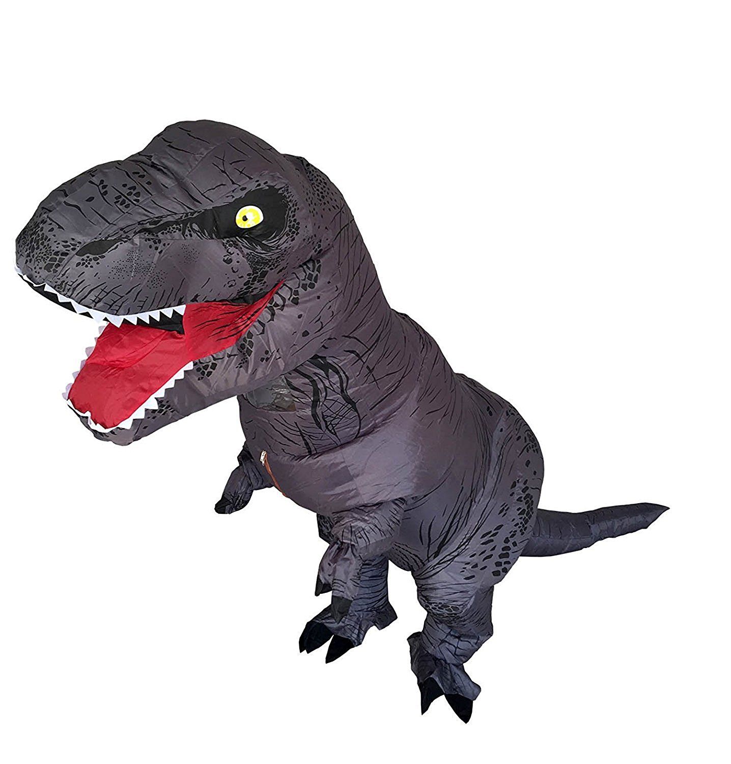 Inflatable T-Rex Dinosaur Costume Adult Fancy Dress Halloween Blow Up Suit-Gray