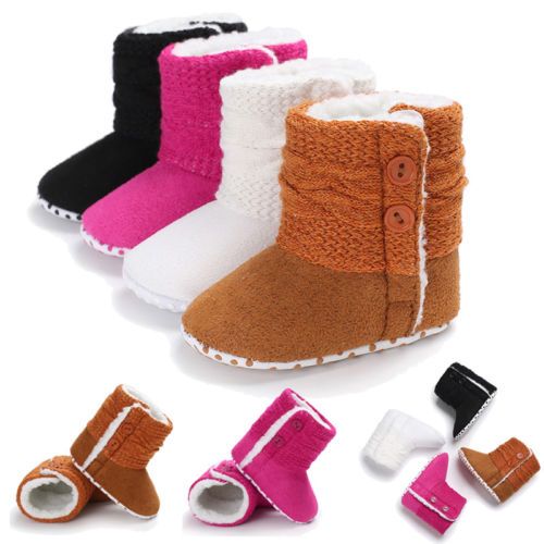 Baby Newborn Kids Girls Snow Shoes Winter Soft Sole Prewalker Crib Plush Boots