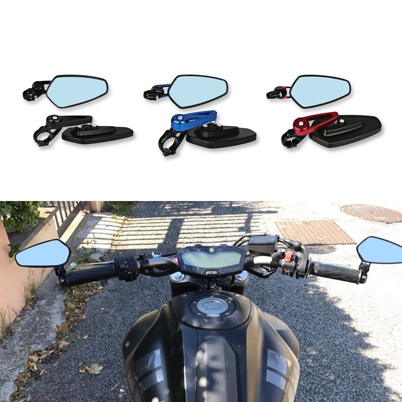 1 de aluminio scooter universal lado de motocicleta espejo retrovisor trasero CNC Moto barra la motocicleta final 7/8 "espejos para para Harley