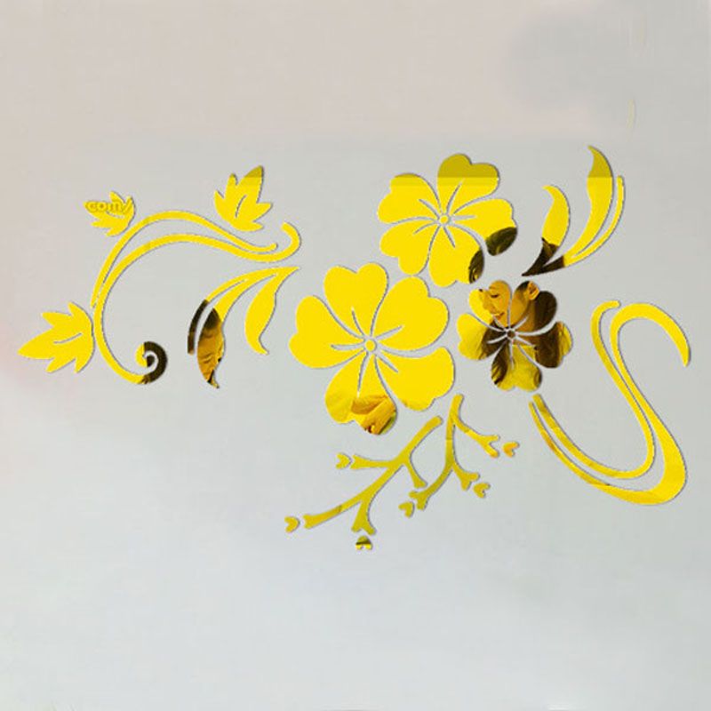 3d Fleurs Acrylique Vigne Miroir Stickers Mur Art Décalcomanies