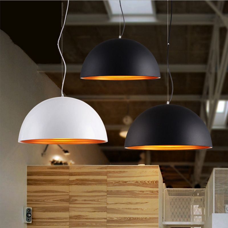 compre luces colgantes de aluminio modernas negro blanco interior color oro lamparas colgantes para restaurante bar cafe comedor e27 bombilla a 62 62