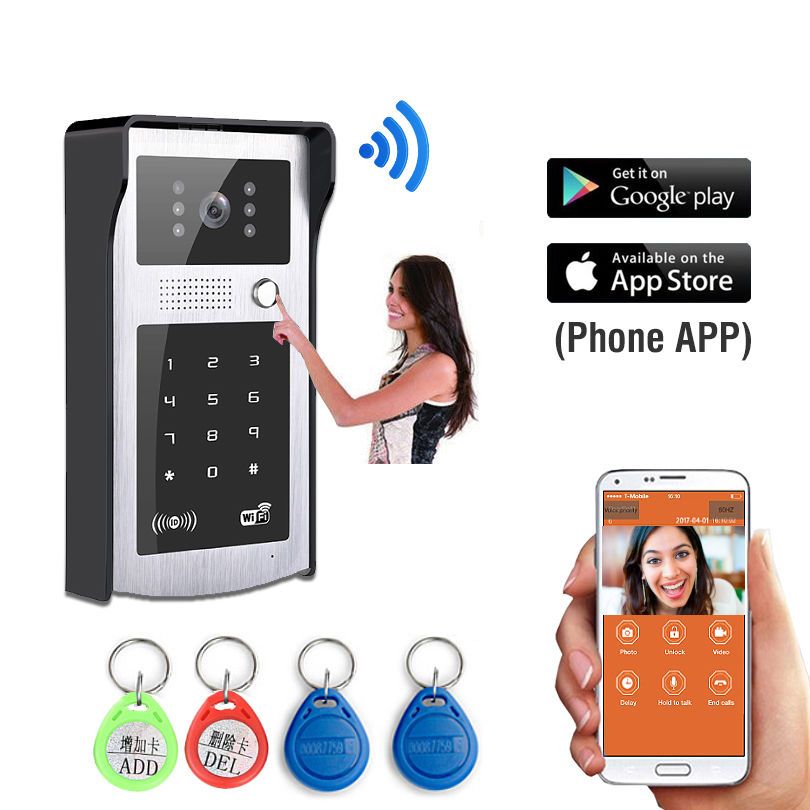 Wireless Wifi Video Intercom Doorbell Id Card Password Unlock