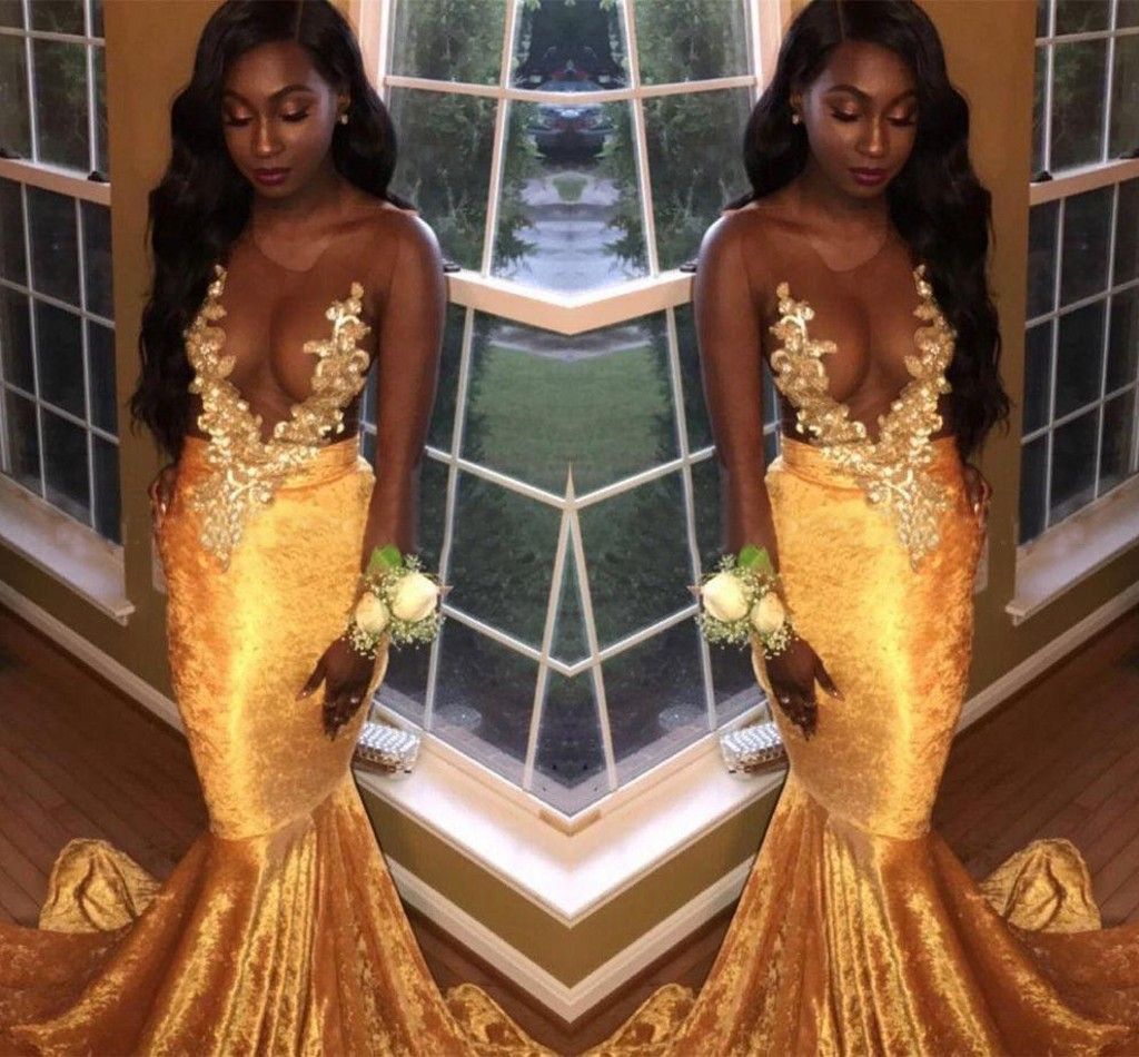 2018 Daffodil Velvet Mermaid Prom 