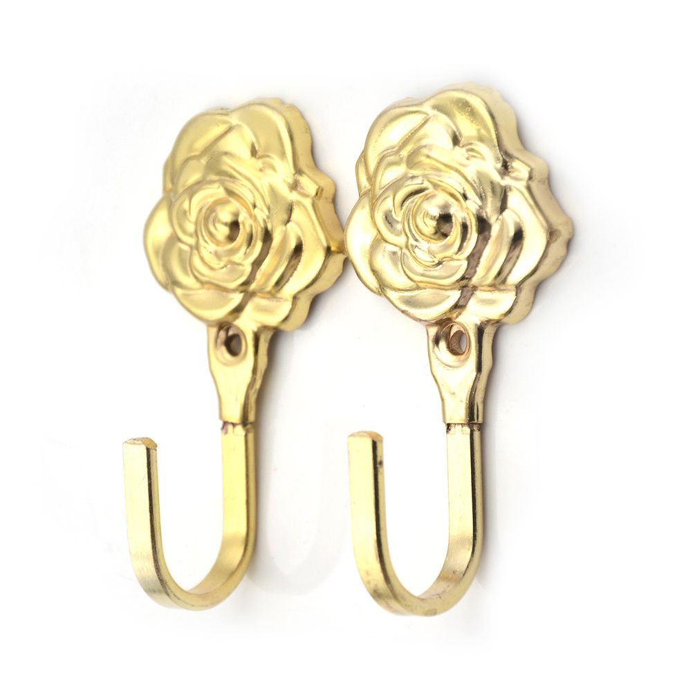 Window Treatments Hardware 2pcs Rose Pattern Metal Curtain Hooks
