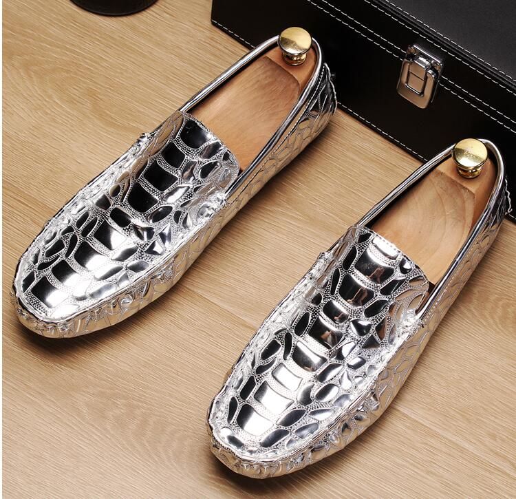 silver moccasin shoes