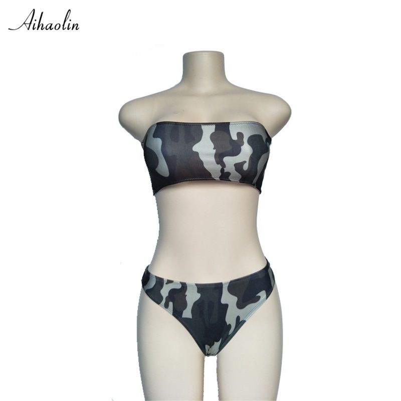 camo bandeau bikini