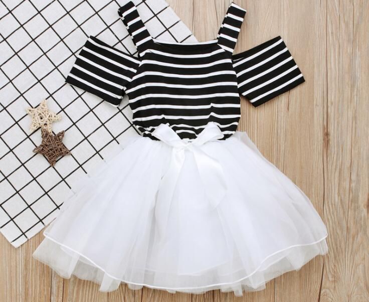 Toddler Baby Kid Girls Stripe Rabbit Patchwork Skirt Princess Dresses Clothes
