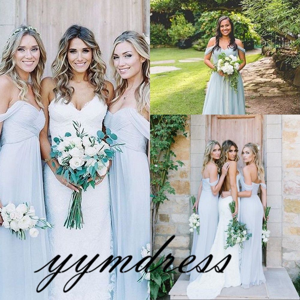 pale blue chiffon bridesmaid dresses