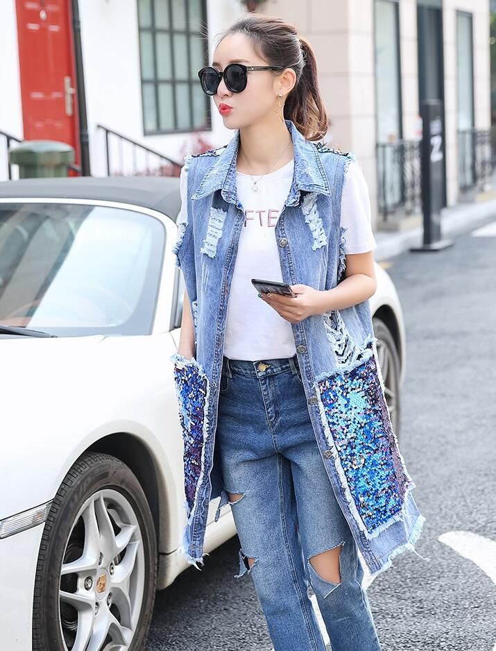 chaleco de jean mujer outfit