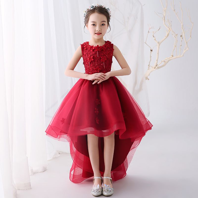 maroon color flower girl dress
