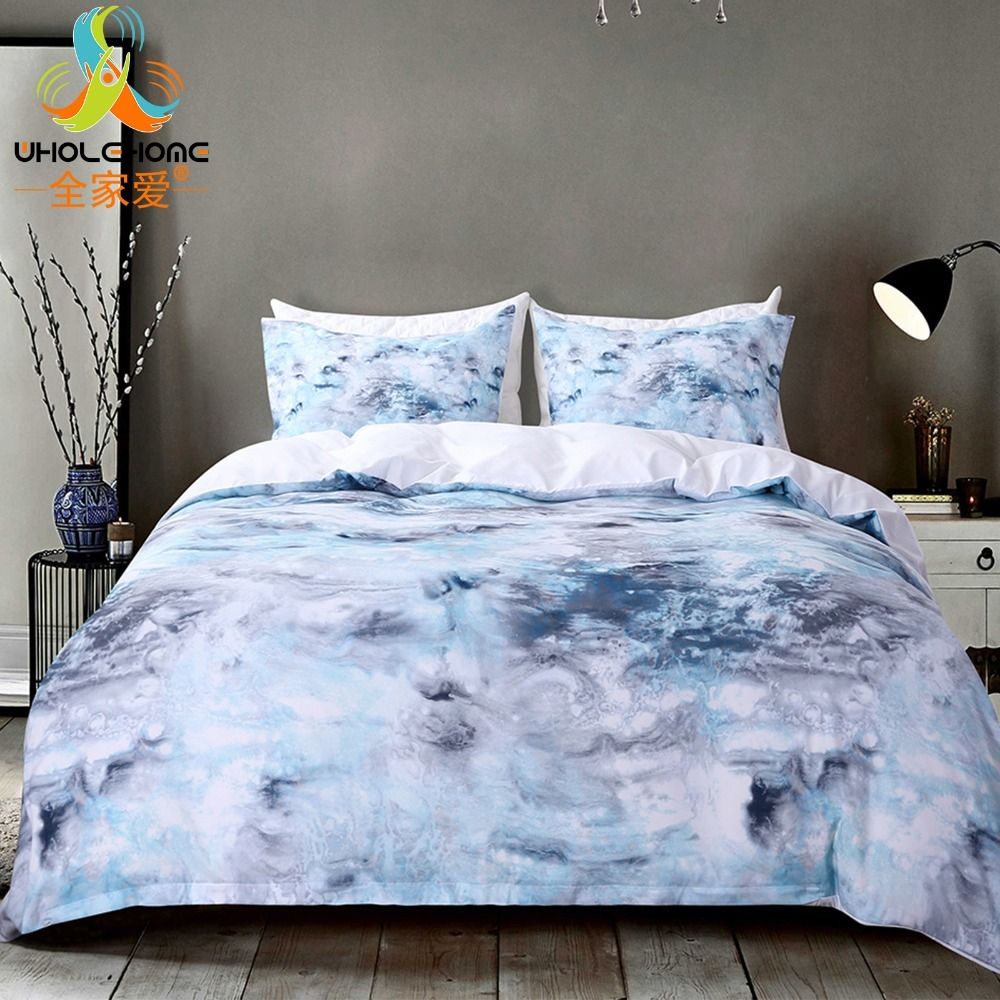 Blue Marble Duvet Cover Set High Quality Printing Bed Linens 2
