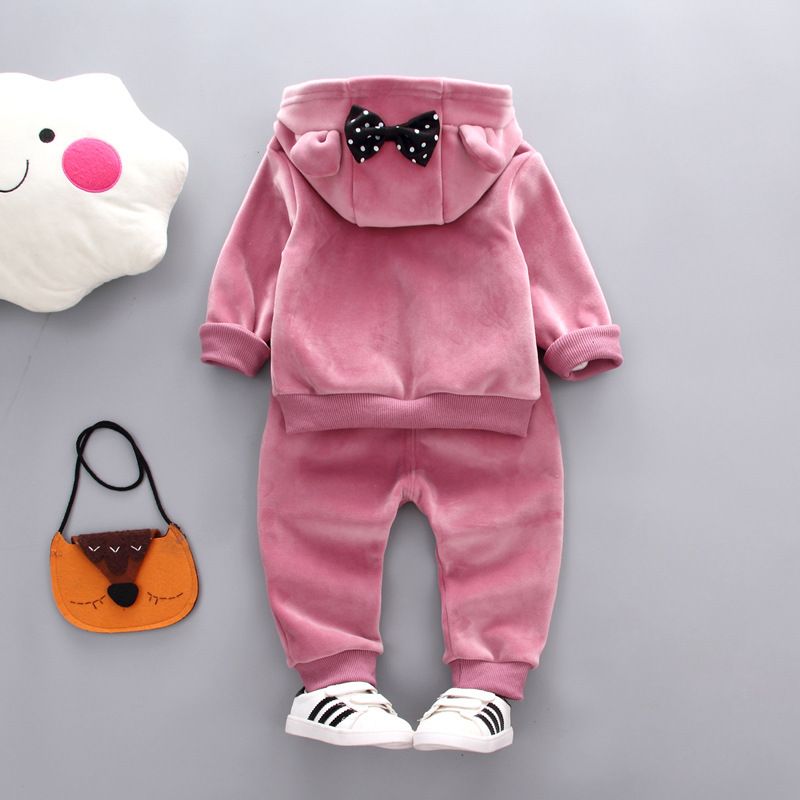 Baby Warm Clothing Sets Toddler Thick Velvet Outfits For Boys Fleece Tracksuits