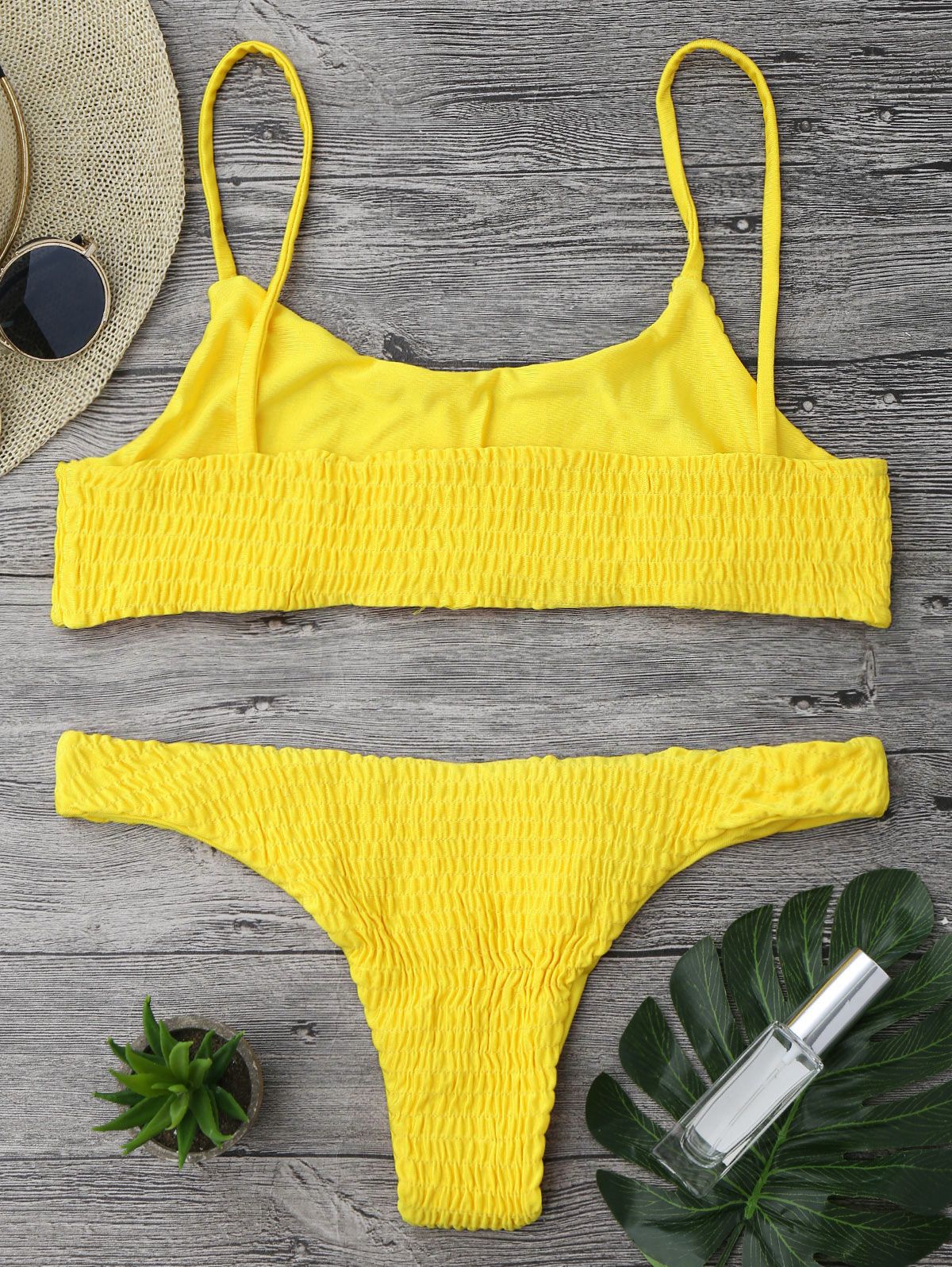 smocked bikini top and bottoms