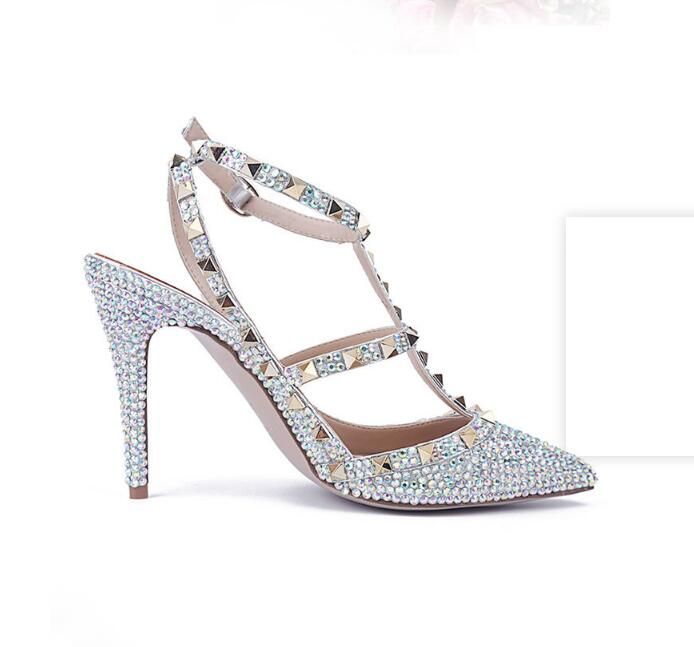 Compra 2019 Nuevo Estilo De Diamantes De La Astilla De Moda Zapatos De Boda  De Tobillo Gruesa Zapatos De Fiesta De Tacones Altos Del Baile De Fin De  Curso De La Novia