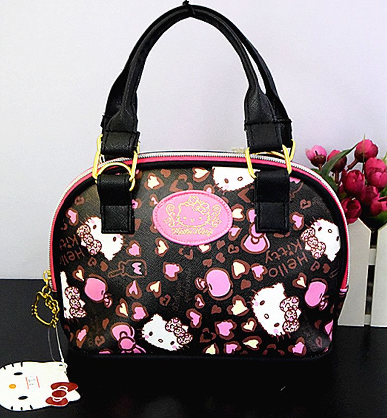 New Hello Kitty Girl Bag Hello Kitty Pink Shoulder Bag For Girls 2 cells zipper