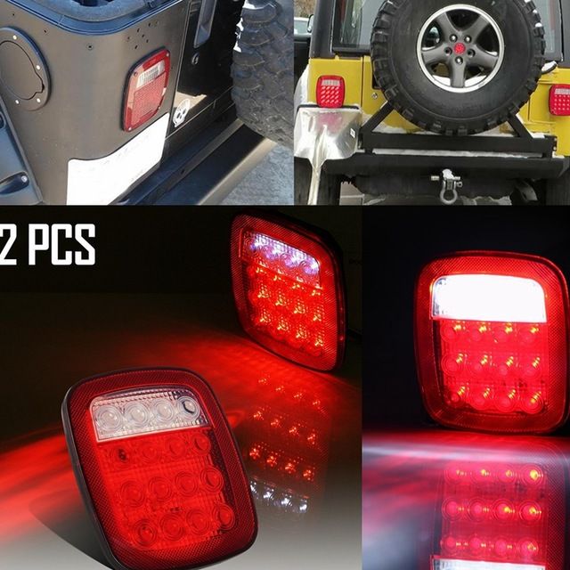 Universal LED Trailer Tail Lights Brake Turn Signal Reverse Running Back Up Stop Rear Lights for Jeep YJ JK CJ Pickup Truck VAN RV SUV Bus Cargo Red/White,1 Year Warranty DC12V Pack of 2 Universal LED Trailer Tail Lights Brake Turn Signal Reverse Running Back Up Stop Rear Lights for Jeep YJ JK CJ Pickup Truck VAN RV SUV Bus Cargo Red/White,1 Year Warranty DC12V Pack of 2