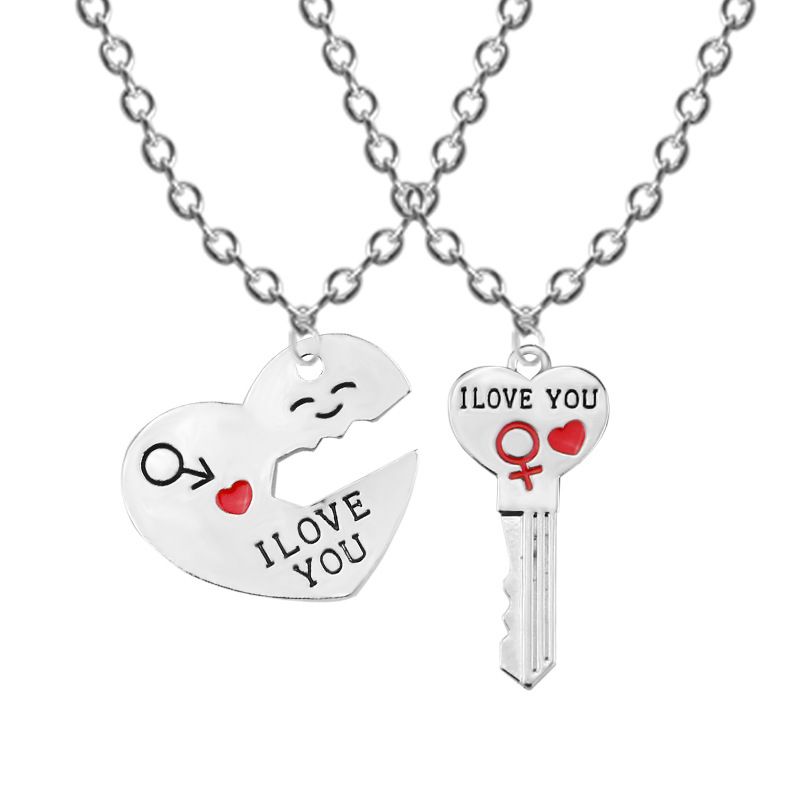 Wholesale Necklace Charming Jewelry I Love You Letter Heart Key Pendant
