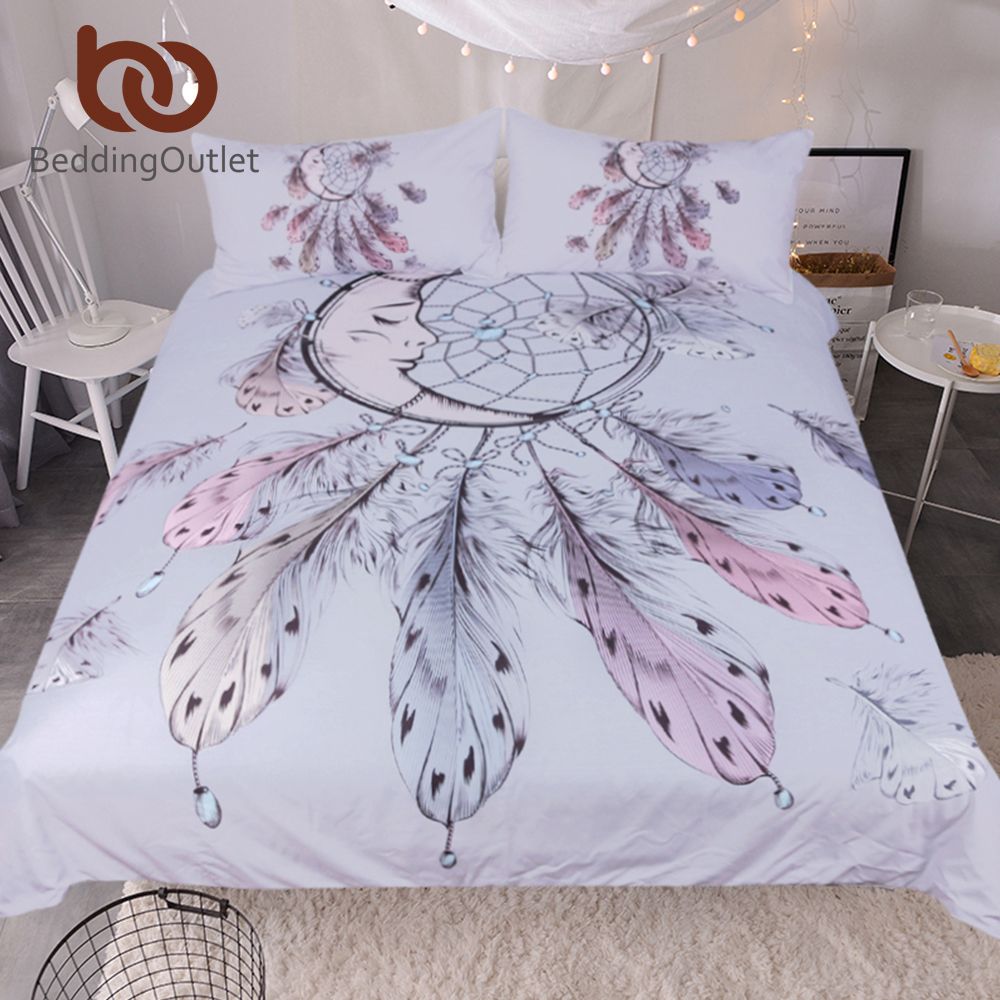 Beddingoutlet Moon Dreamcatcher Bedding Set Queen Size Feathers