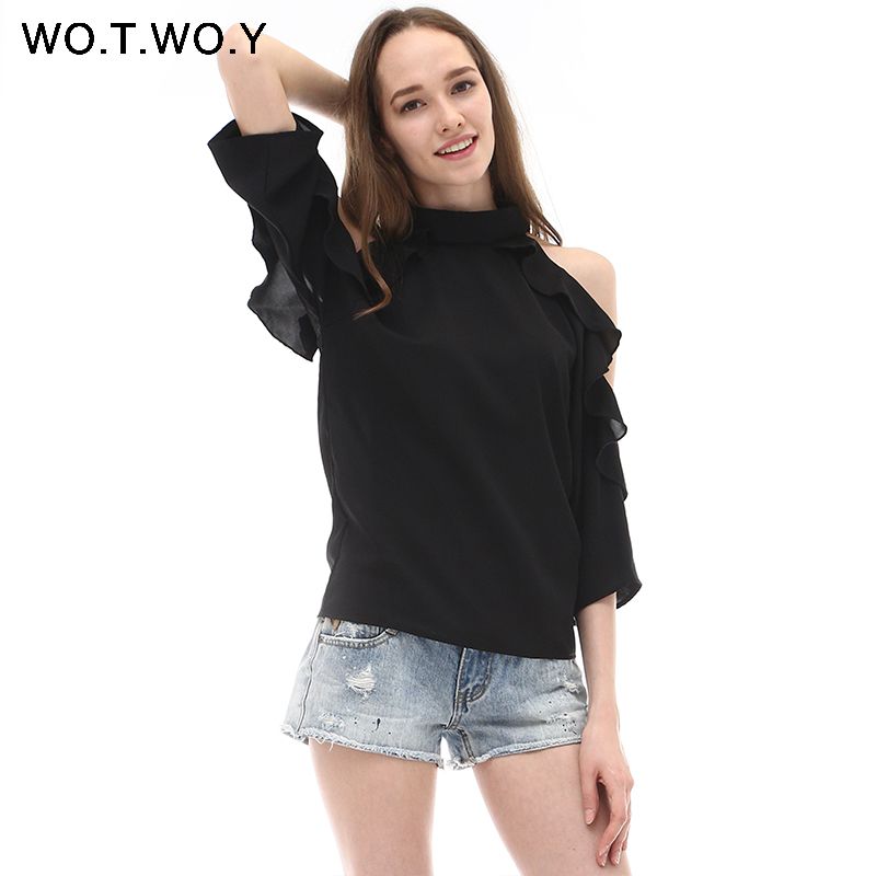 black half shoulder top