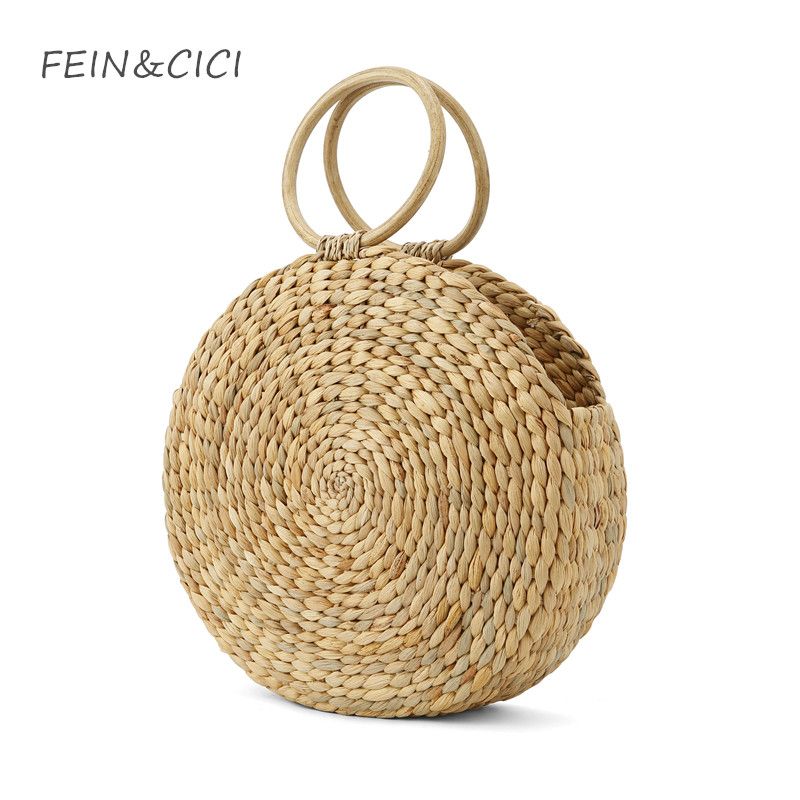 Beach Bag Round Rattan Bag Circle Straw Totes Basket Bag Women Summer Handmade Handbag 2018 Boho ...