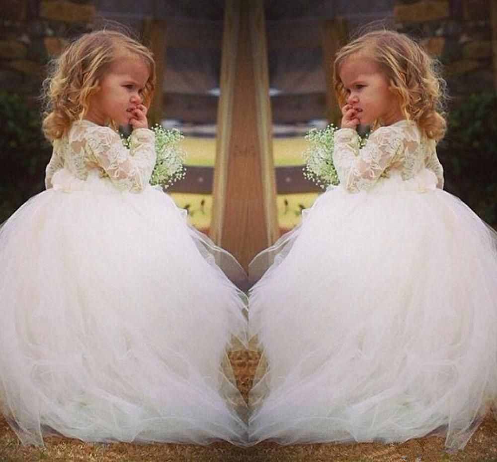 long sleeve lace flower girl dress