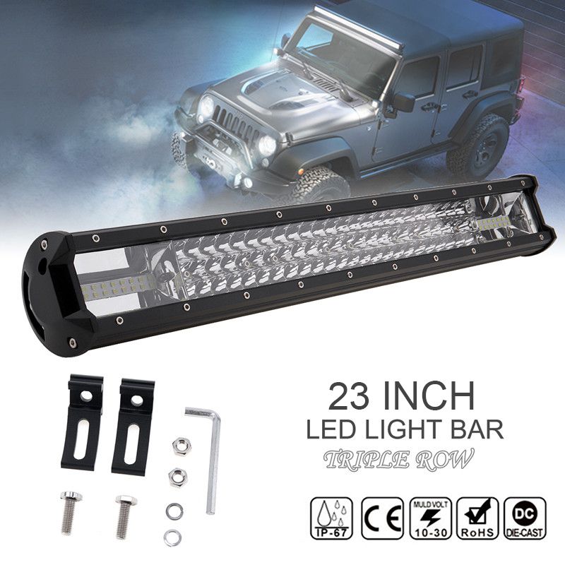 TRI ROW 23/"INCH 324W CREE LED LIGHT BAR SPOT FLOOD OFFROAD LAMP 4WD DRIVING CAR
