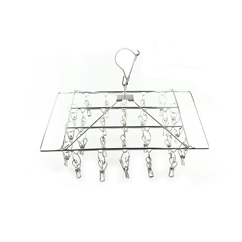 2Pcs 8 Clip Stainless Steel Sock Underwear Bra Clothes Dryer Laundry Hanger