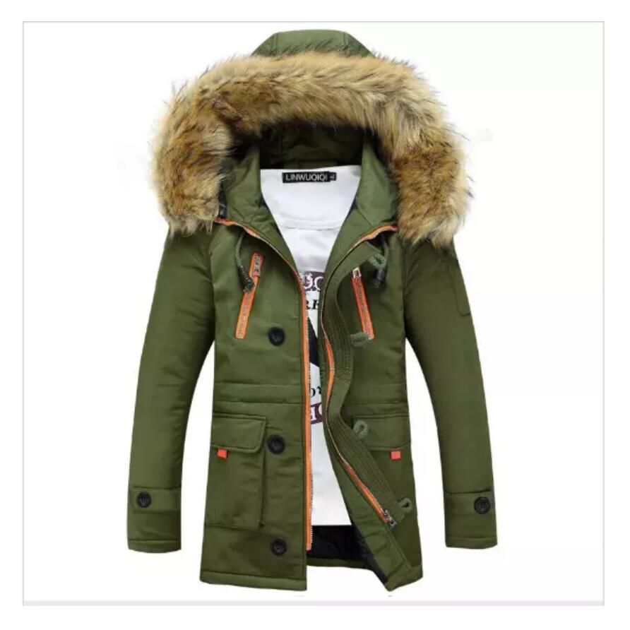 larga con gruesa Parkas Invierno de lana delgado bolsillos sólidos Parka Verde diseñador abrigos chaquetas para hombre