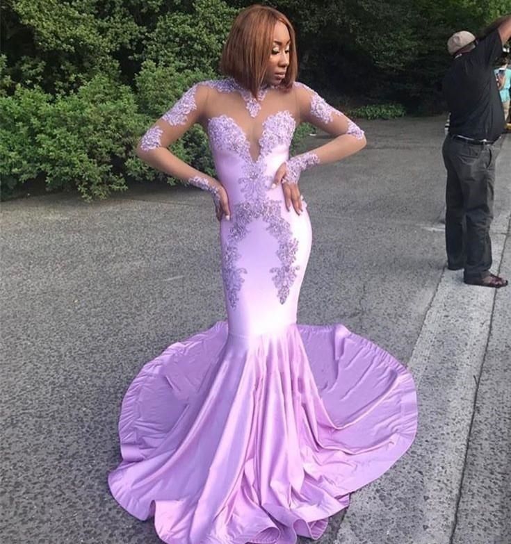 lavender mermaid prom dress