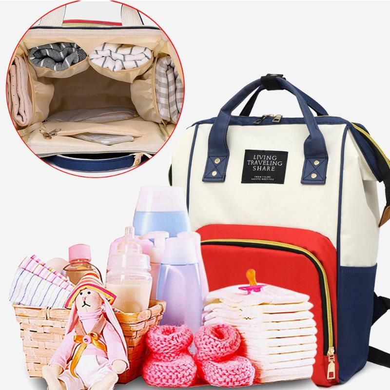 Travel Double Zippers Large Capacity Backpack Swim Diapers Storage Nursing Bags Breven Women Casual Solid Mummy Bag 