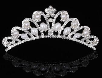 Pearl Silver Crystal Crown Bridal Wedding Hair Jewelry Hair Comb