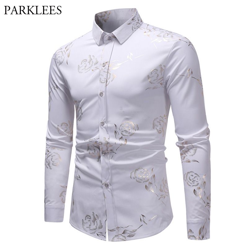 mens white and gold dress shirt