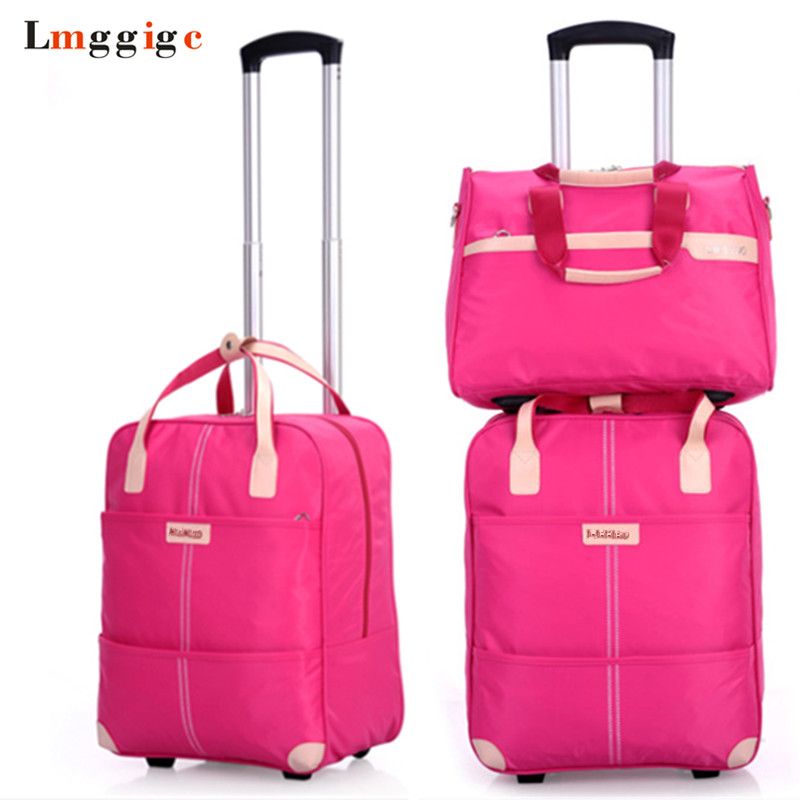 Women Rolling Luggage Bag Set,Waterproof Oxford Cloth Travel Suitcase