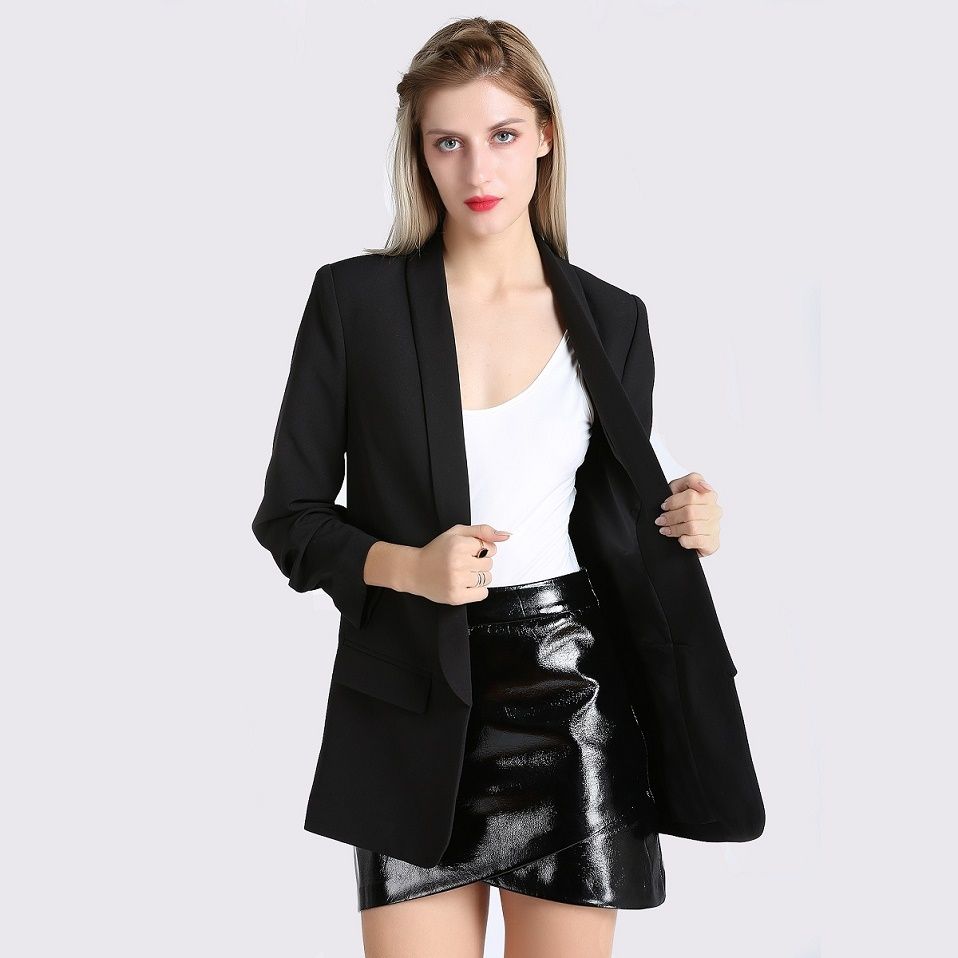 Compre Otoño Primavera Moda Mujer Blazers Y Chaquetas Cuello Chal ... Compre Otoño Primavera Moda Mujer Blazers Y Chaquetas Cuello Chal ...