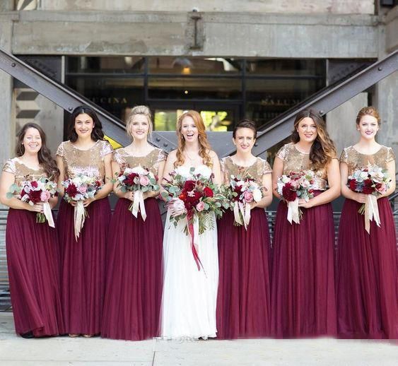 navy and burgundy bridesmaid dresses