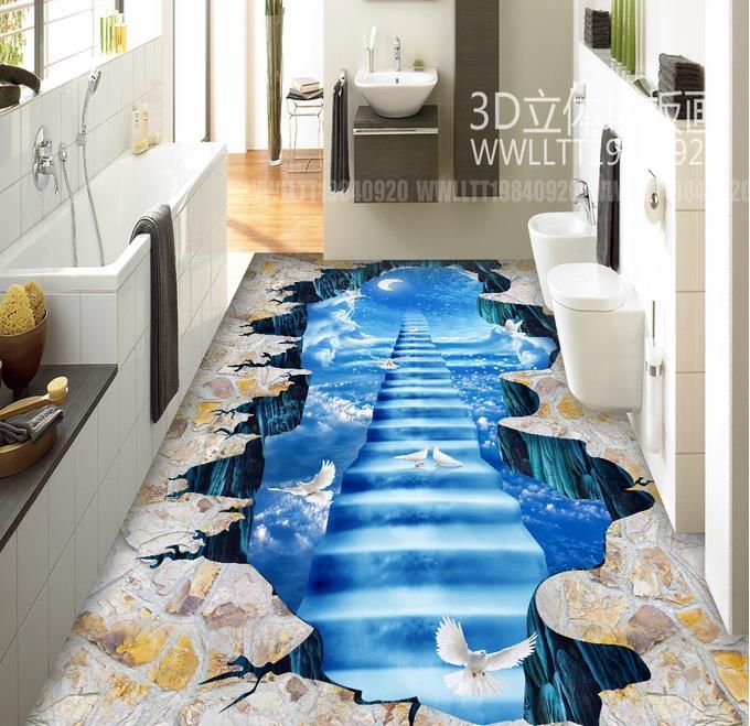 Satin Al Duvarlar Icin Mutfak Vinil Duvar Kagidi Merdiven Bulut Gokyuzu Ay Beyaz Guvercin 3d Uc Boyutlu Resim 3 D Duvar Kagidi Tl154 98 Tr Dhgate Com