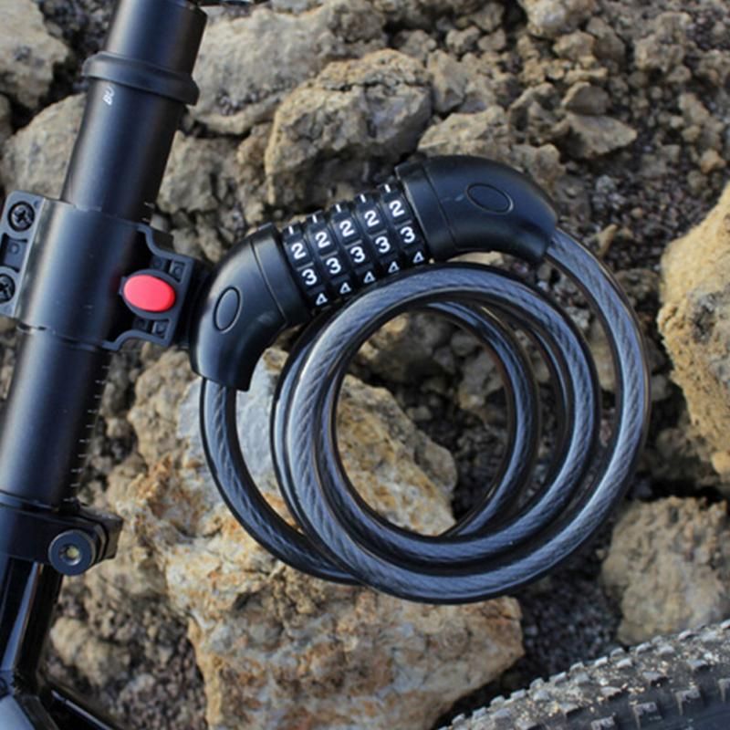 3 Digit Combination Portable Bicycle Bike Locks Spiral Steel Safety Cable Lock